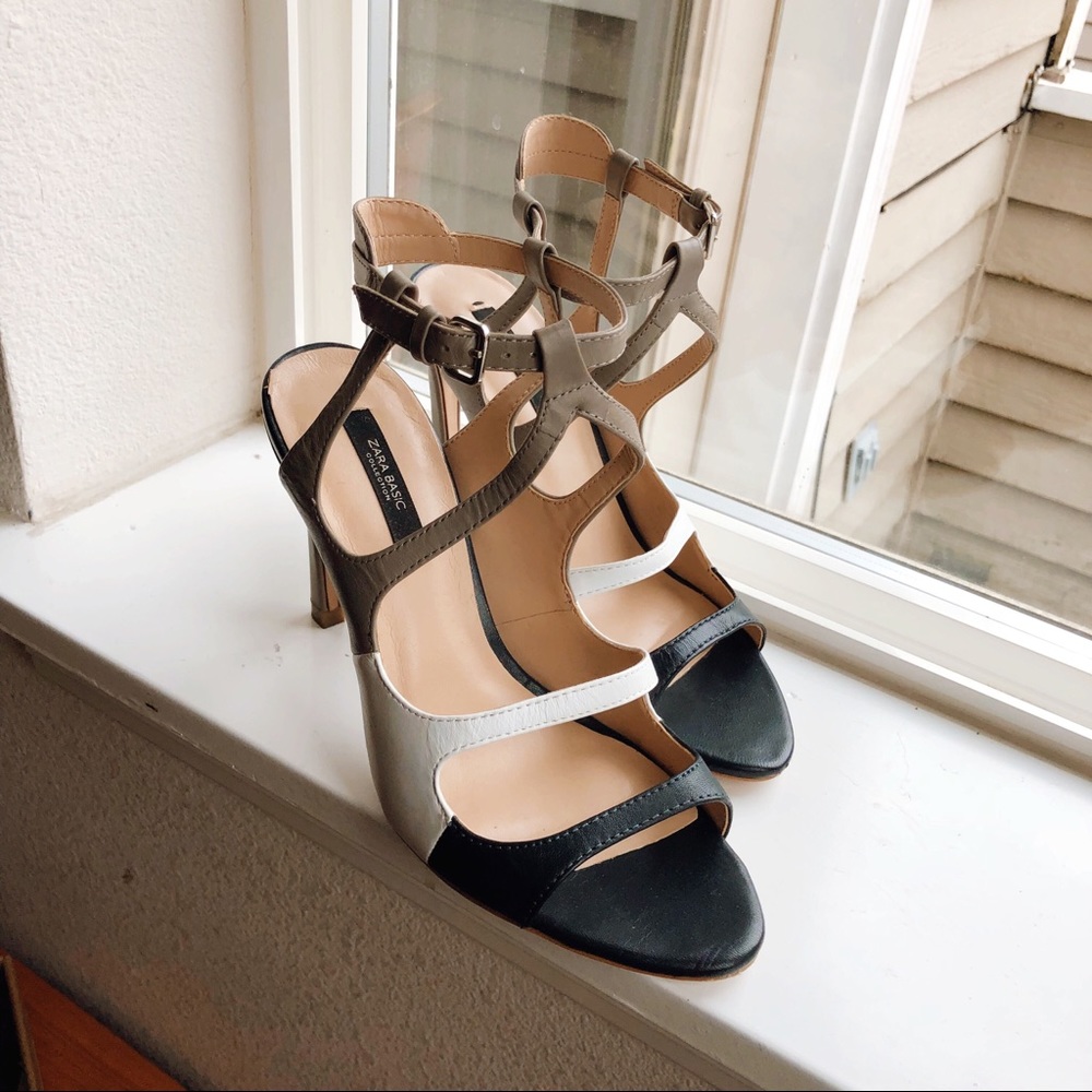 Zara Colorblock Heeled Sandals